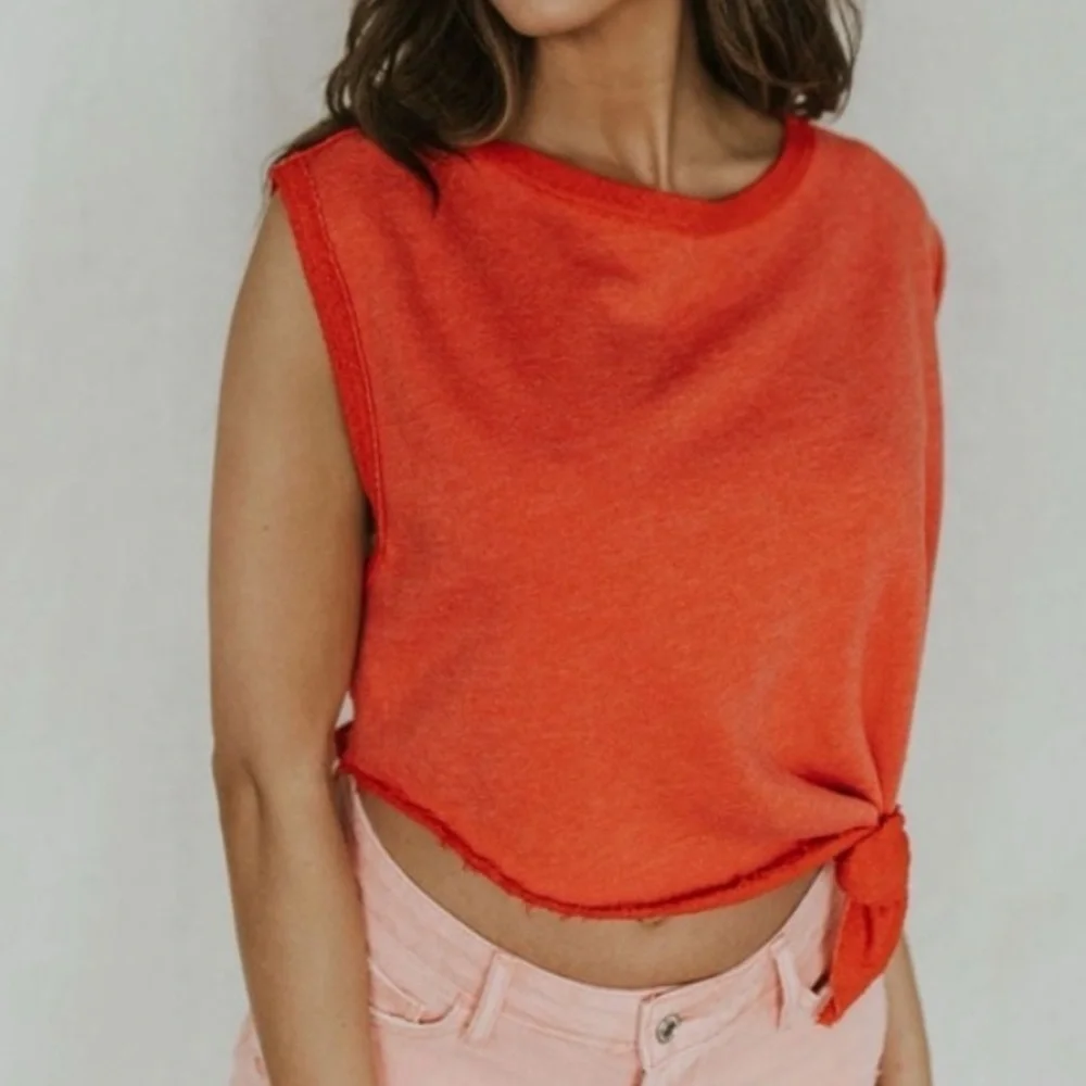 FREE PEOPLE Fresh To Def Pullover Red XS FP Movement Sweatshirt Top